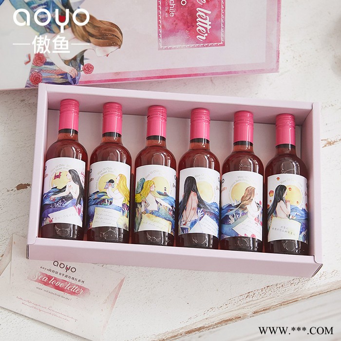 傲鱼葡萄酒批发代理智利进口葡萄酒品牌招商加盟红酒价格海的情书半甜玫瑰红葡萄酒250ml图4