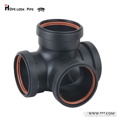 HDPE 三层复合静音管材 柔性承插连接 dn110xdn160 大曲率半径弯头 PP单叶片单立管