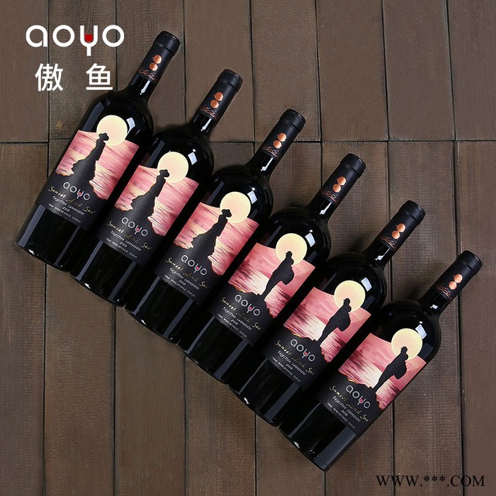 进口红酒招商加盟智利傲鱼红酒代理批发招商夕阳与海精选佳美娜红葡萄酒750ml图2