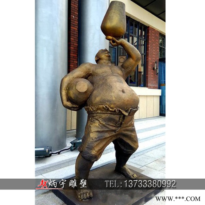 炳宇雕塑 西方人物玻璃钢雕塑定制喝酒醉酒人物雕塑葡萄酒桶雕塑玻璃钢人物雕塑定做户外园林公园景观雕塑摆件图2
