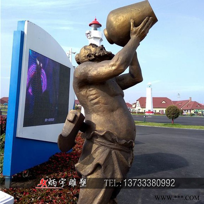 炳宇雕塑 西方人物玻璃钢雕塑定制喝酒醉酒人物雕塑葡萄酒桶雕塑玻璃钢人物雕塑定做户外园林公园景观雕塑摆件图5