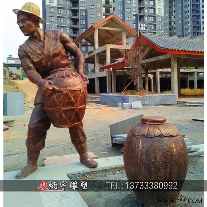 炳宇雕塑 西方人物玻璃钢雕塑定制喝酒醉酒人物雕塑葡萄酒桶雕塑玻璃钢人物雕塑定做户外园林公园景观雕塑摆件图8