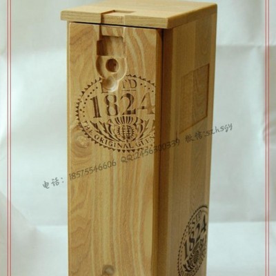 品牌工厂加工1824葡萄酒包装盒 枫木雕刻葡萄酒礼品包装盒