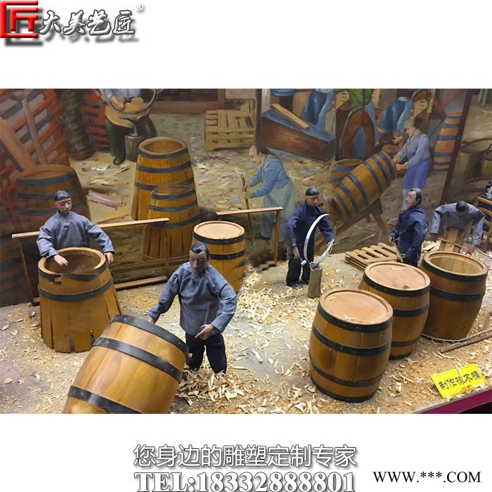 大美艺匠酿酒沙盘古法酿酒工艺流程葡萄酒酿酒工艺流程沙盘雕塑酒文化雕塑家居装饰酒文化馆摆件图4