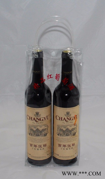 红酒透明礼品袋批发/**葡萄酒透明手提袋（标准波尔多瓶二支装） 葡萄酒礼品袋图2