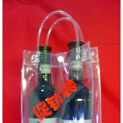 红酒透明礼品袋批发/**葡萄酒透明手提袋（标准波尔多瓶二支装） 葡萄酒礼品袋