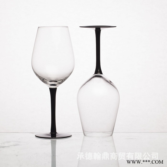 大号黑晶系列红酒杯高脚透明玻璃葡萄酒杯波尔多红酒杯手工制作图2