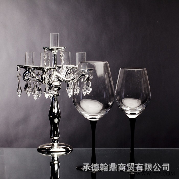 大号黑晶系列红酒杯高脚透明玻璃葡萄酒杯波尔多红酒杯手工制作图4