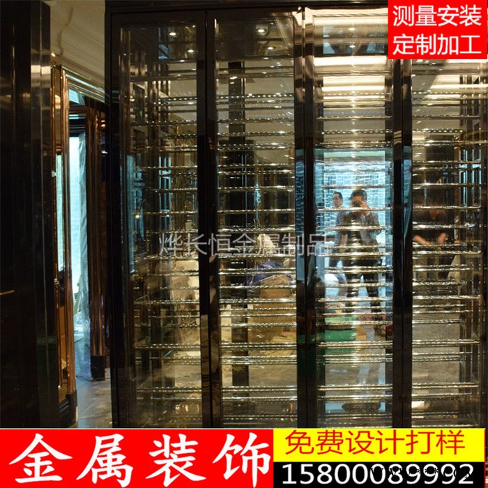 酒店会所KTV不锈钢红酒架 餐厅 别墅 酒窖酒柜 恒温葡萄酒柜定制图2