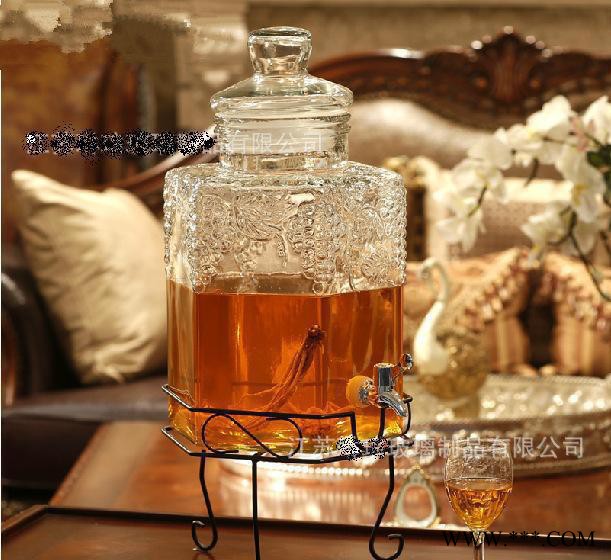 直销六棱雕花泡酒坛高白料玻璃梅酒瓶 自酿葡萄酒瓶装酒坛子图1