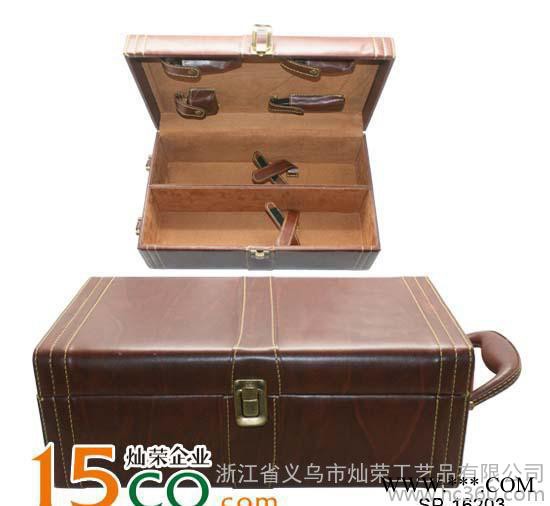双支葡萄酒盒 皮革盒 皮革葡萄酒盒 绒布酒盒图3