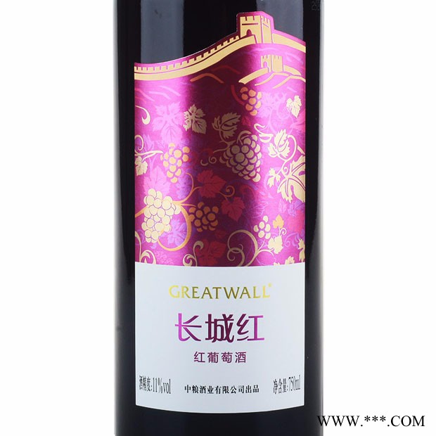 长城葡萄酒 甜型红酒 整箱六支GREATWALL中粮长城红甜红葡萄酒 750ml*6瓶图2