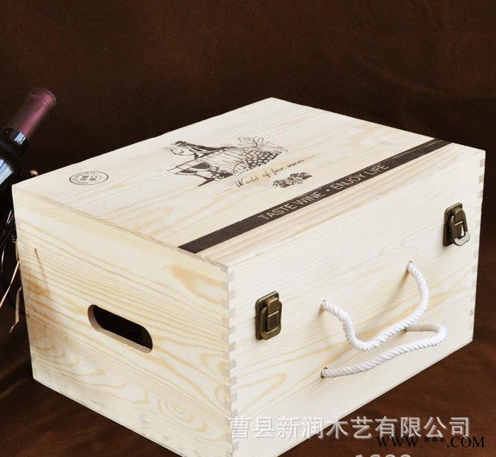 常规通用图案 木质六只装酒箱 红酒葡萄酒礼盒包装 定制图2