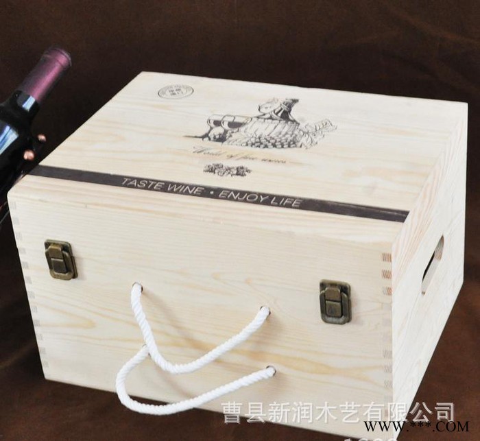 常规通用图案 木质六只装酒箱 红酒葡萄酒礼盒包装 定制图1