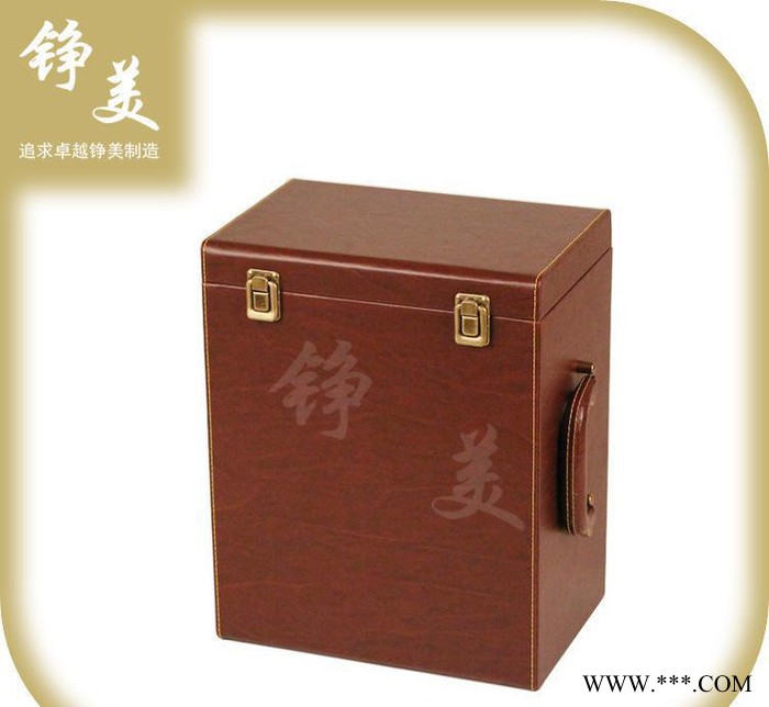 复古葡萄酒皮盒现货 红木纹六只红酒盒南通工厂图3
