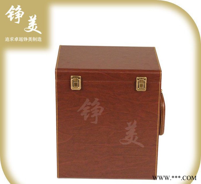复古葡萄酒皮盒现货 红木纹六只红酒盒南通工厂图2