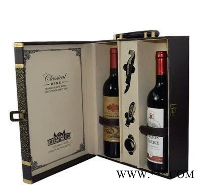 现货新款双支装皮盒 双只红酒盒 高品质葡萄酒红酒礼盒 定做图3
