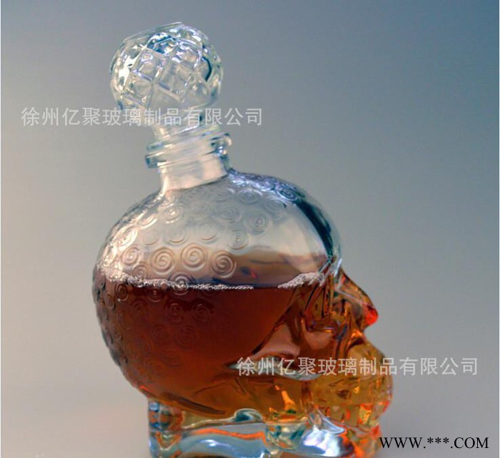 750ml 红酒瓶子骷髅造型烈酒瓶创意透明玻璃葡萄酒瓶带盖图3