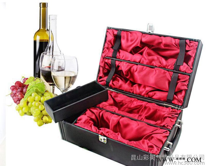 彩美 四支红酒皮盒  葡萄酒包装盒 礼品礼盒图2