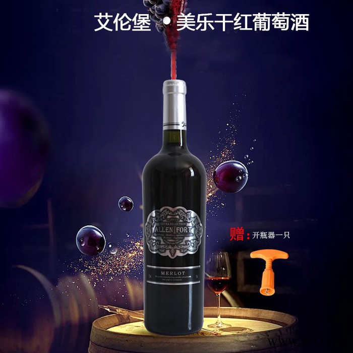 智利进口红酒艾伦堡美乐干红葡萄酒新品红酒简易装750ml+赠品图3