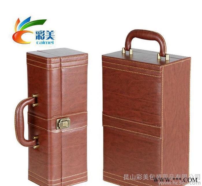 现货 仿木纹红酒皮盒 单支装葡萄酒礼盒 彩美礼盒图3