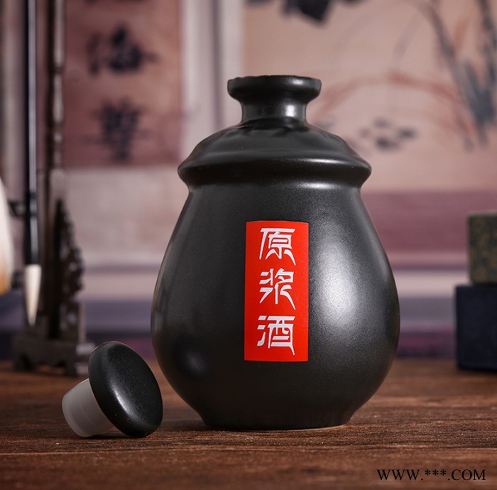 土陶瓷复古空酒瓶子桃花醉1斤装黑色白酒坛原浆小酒壶手抓瓶500ML图4