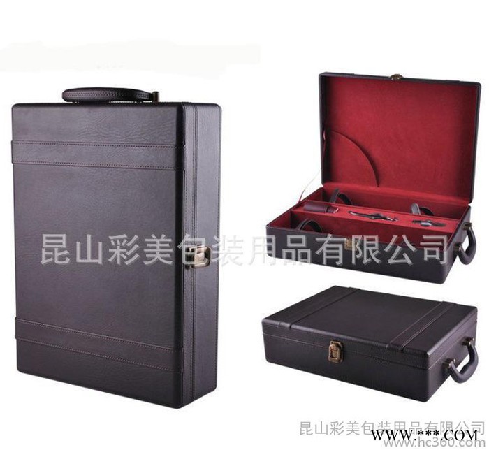 双支皮质红酒盒   红酒礼盒    葡萄酒包装 直销 订制图2