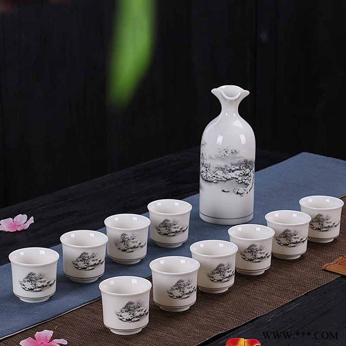 陶瓷酒具套装批发 中式日式白酒杯分酒器 精美陶瓷茶具定制LOGO送礼 商务馈赠礼品瓷具订制 餐厅酒楼餐具定制厂家图2