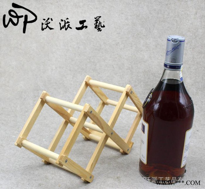 木制简易家居红酒架 3支横置单层葡萄酒展示架酒庄吧台酒类工艺图3