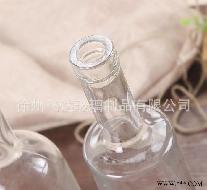 定制手工机加厚底红酒瓶透明玻璃瓶葡萄酒瓶晶白料酒瓶图2