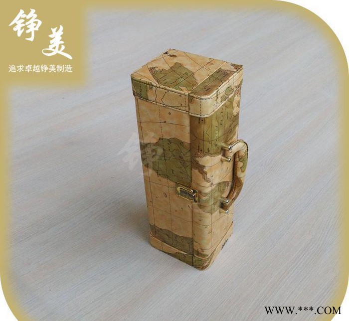 横款手提葡萄酒礼盒 单只红酒包装盒 义乌皮质礼品盒图1