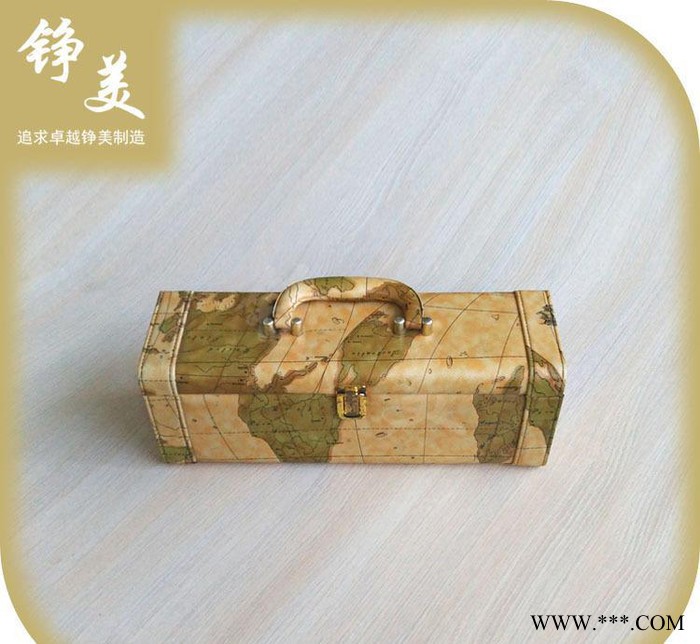 横款手提葡萄酒礼盒 单只红酒包装盒 义乌皮质礼品盒图2