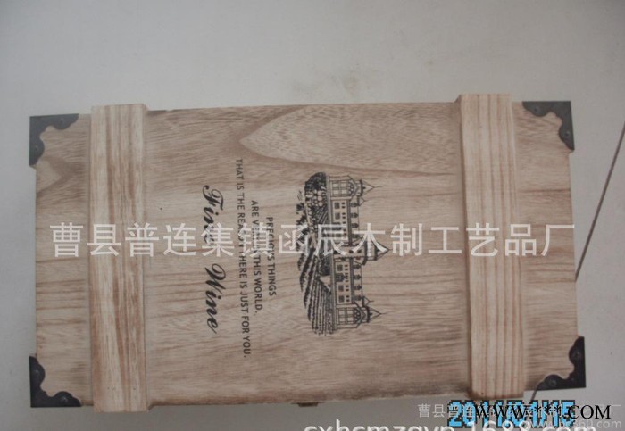 双支木质红酒盒 葡萄酒包装木盒 翻盖式桐木 低价促销裸盒价图2