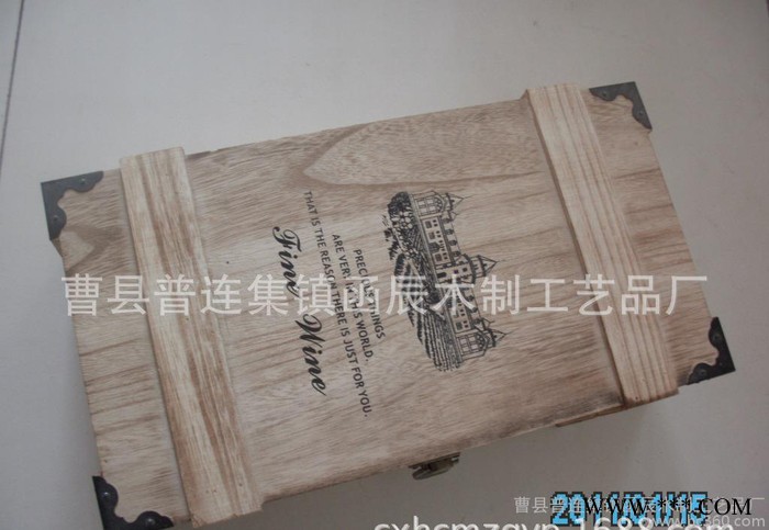 双支木质红酒盒 葡萄酒包装木盒 翻盖式桐木 低价促销裸盒价图3