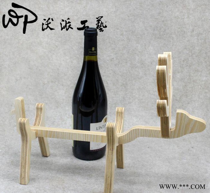 创意麋鹿造型红酒摆件 木质家具红酒展示架定做欧式葡萄酒松木架图1