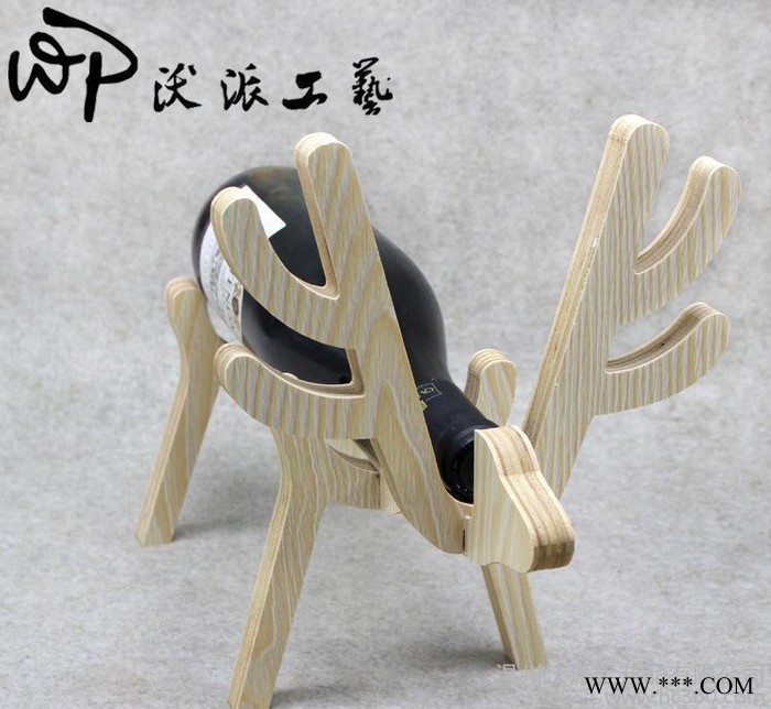 创意麋鹿造型红酒摆件 木质家具红酒展示架定做欧式葡萄酒松木架图3