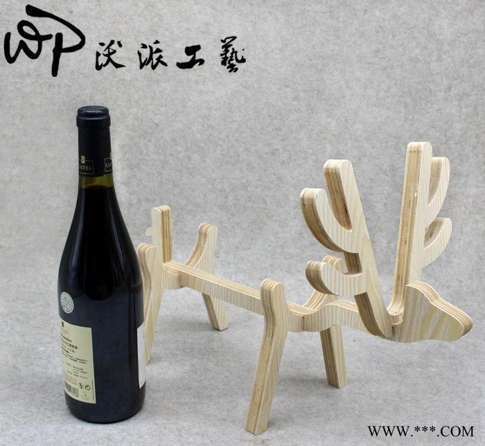 创意麋鹿造型红酒摆件 木质家具红酒展示架定做欧式葡萄酒松木架图2