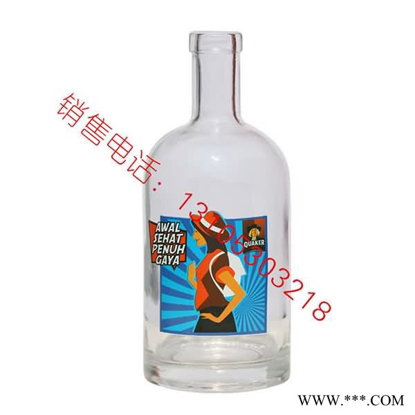 瑞升玻璃晶白料白酒瓶500ml烤花定制图2