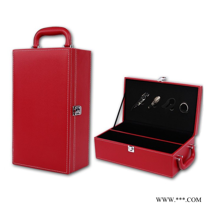 渝忠YZP-G735#通用的双支装红色的红酒盒葡萄酒包装盒+4件酒具
