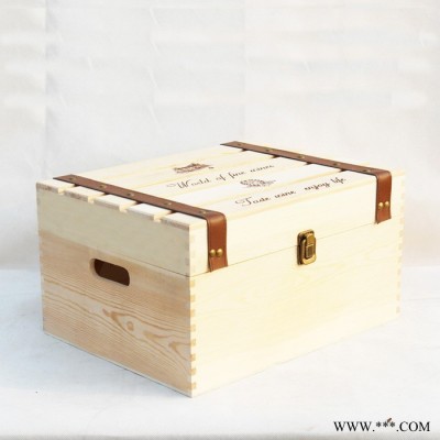 乐和六只装红酒木盒松木酒箱六瓶红酒木盒木制红酒盒葡萄酒木箱包装盒