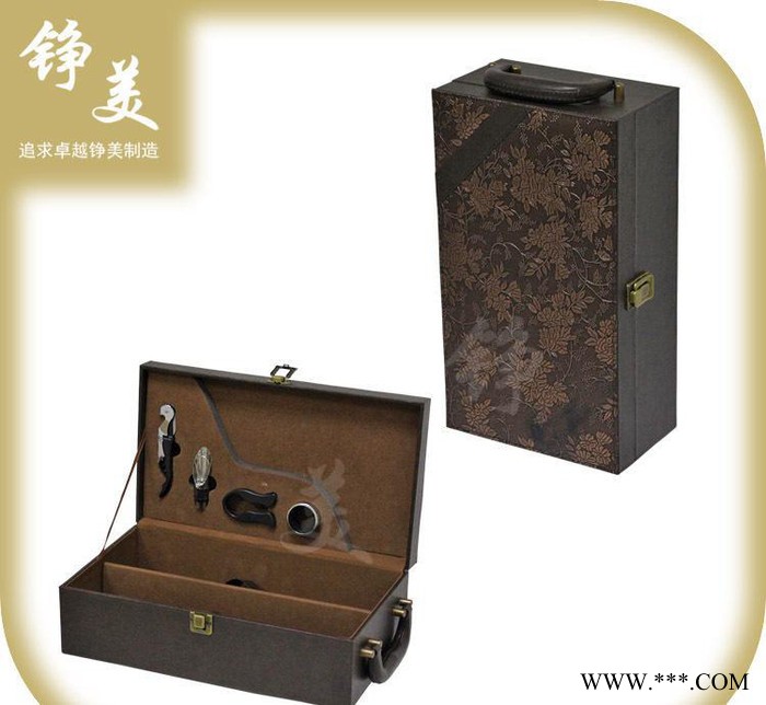 新款复古双支红酒皮盒定制 哈尔滨pu皮质新西兰葡萄酒盒图2