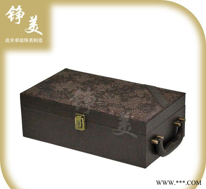 新款复古双支红酒皮盒定制 哈尔滨pu皮质新西兰葡萄酒盒图3