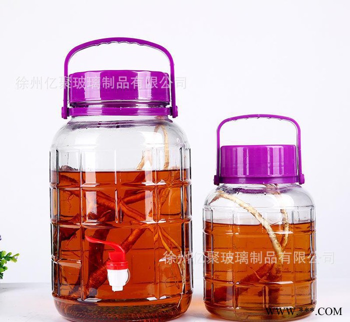 无铅泡酒玻璃瓶酿葡萄酒瓶子酵素密封罐酒收纳瓶梅酒瓶10斤带龙头图2