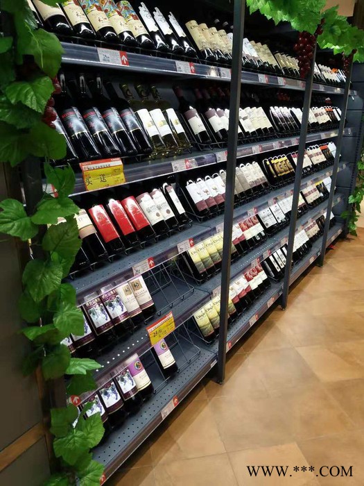 超市红葡萄酒展示架，组合铁艺商用简约便利店，创意货架--郑州科美商用设施有限公司图4