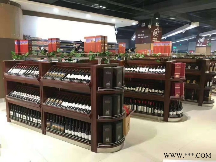超市红葡萄酒展示架，组合铁艺商用简约便利店，创意货架--郑州科美商用设施有限公司图2
