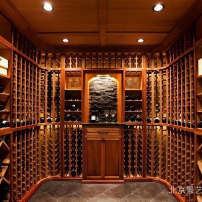 定制 酒窖酒架 美国进口橡木榫卯结构红酒架 酒窖葡萄酒架