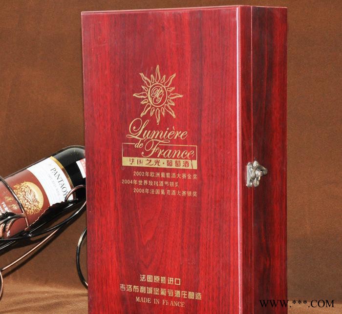 定做仿红木双只装酒盒 翻盖葡萄酒盒 定做图2