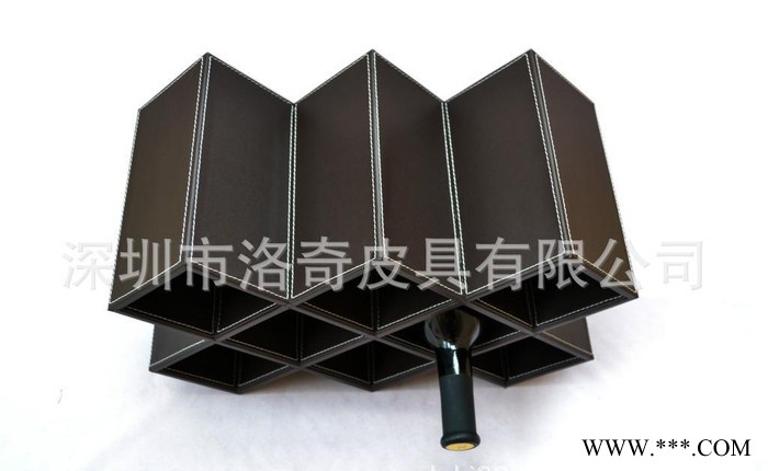 深圳工厂 高端订制 PU皮红酒酒架 葡萄酒架 实木红酒架 创图3