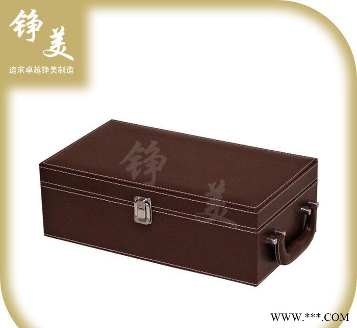 烟台市张裕红酒礼盒现货 皮质棕色双支葡萄酒包装盒图1