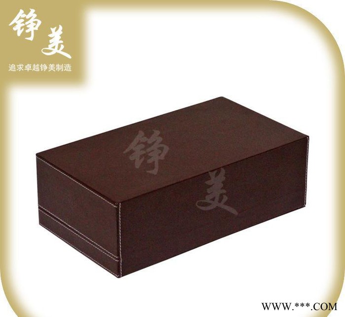 烟台市张裕红酒礼盒现货 皮质棕色双支葡萄酒包装盒图3